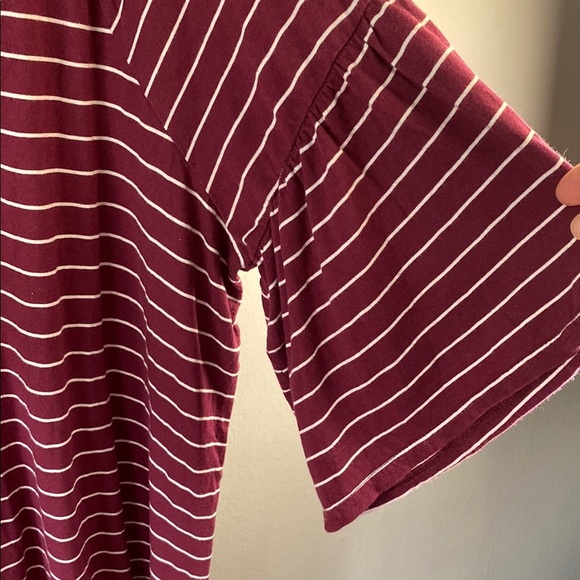 Chaps Burgundy Striped Blouse - Picture 4 of 12